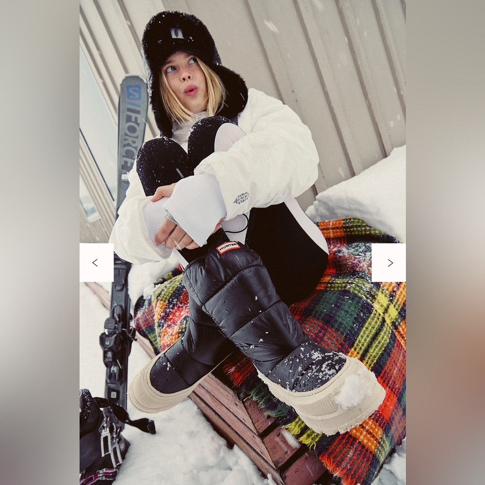 Free People Black and Cream Winter Boots